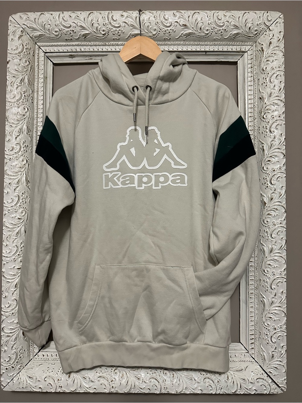 Kappa Omini Logo Outline Graphic Hoodie - Beige/Cream - Size L